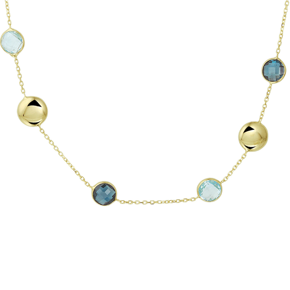 Stijlvol 14k geelgouden anker collier uitgevoerd met poli afwerkte rondjes en een combinatie van blauw topaas en London Blue topaas stenen. Met draaglengtes van 42 en 45cm en een stevige karabijn sluiting. De schakelbreedte is 1.0mm. Tip: Combineer dit collier met bijpassende sieraden uit onze collectie en maak zo een mooie set!
