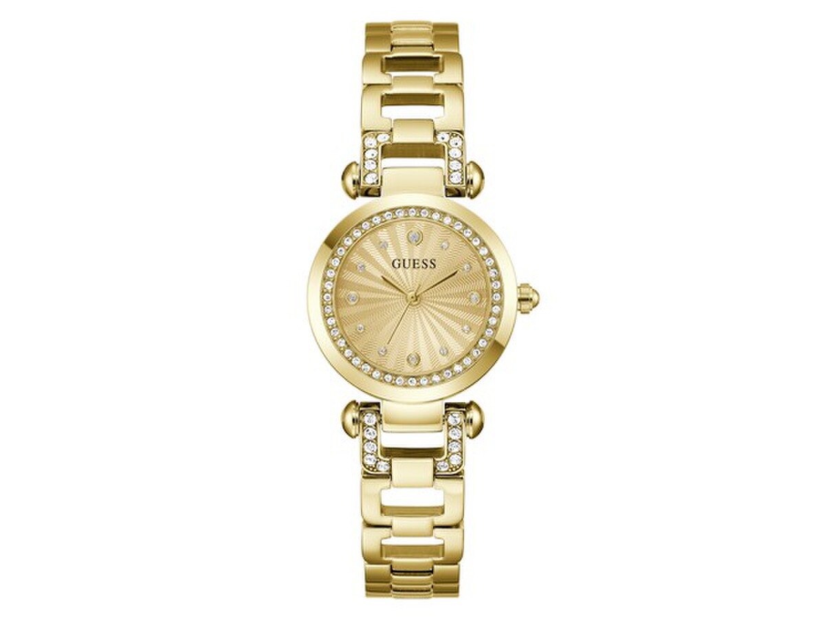 Guess horloge met stalen band, rond double+zirconias