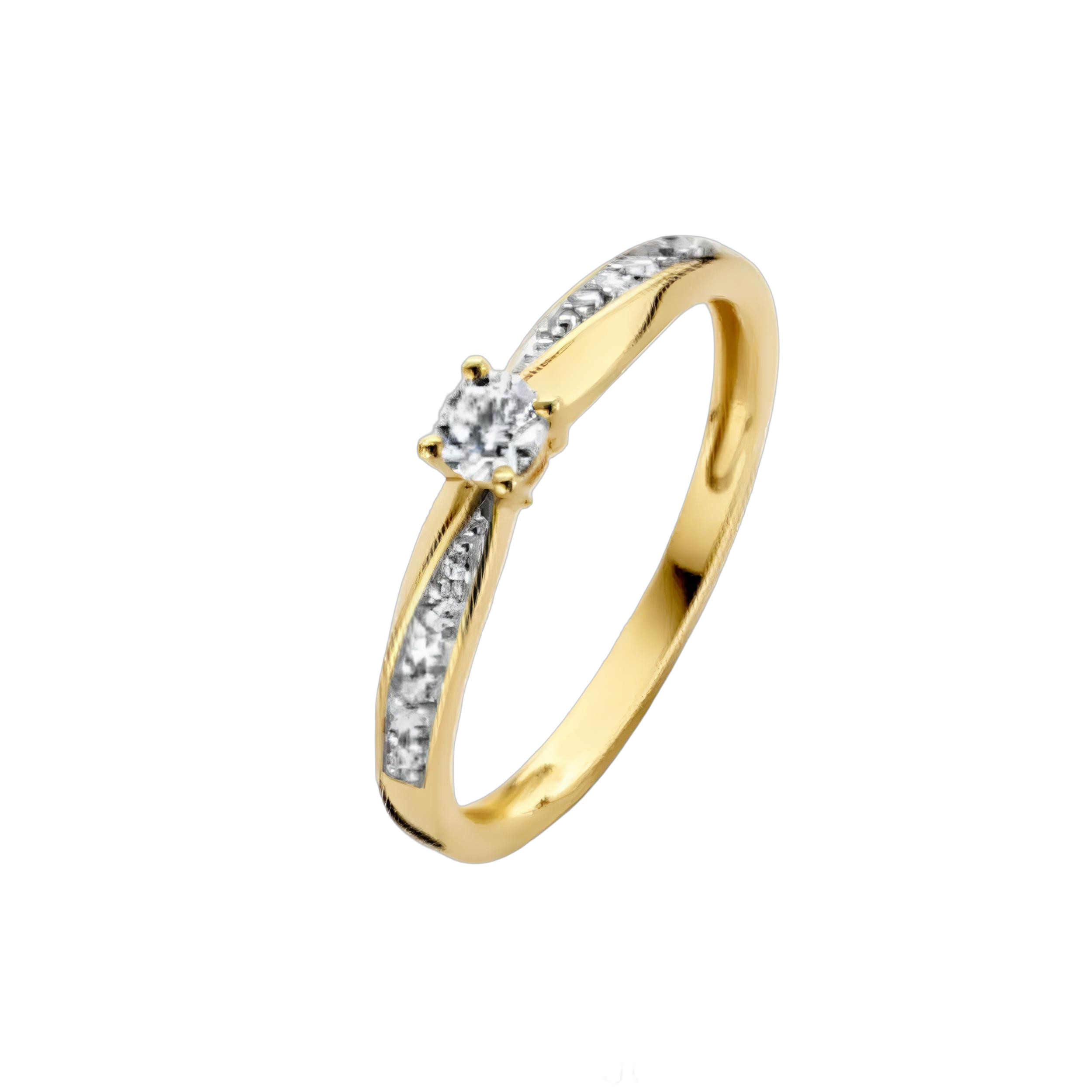 Gouden ring met zirkonias maat 17,5