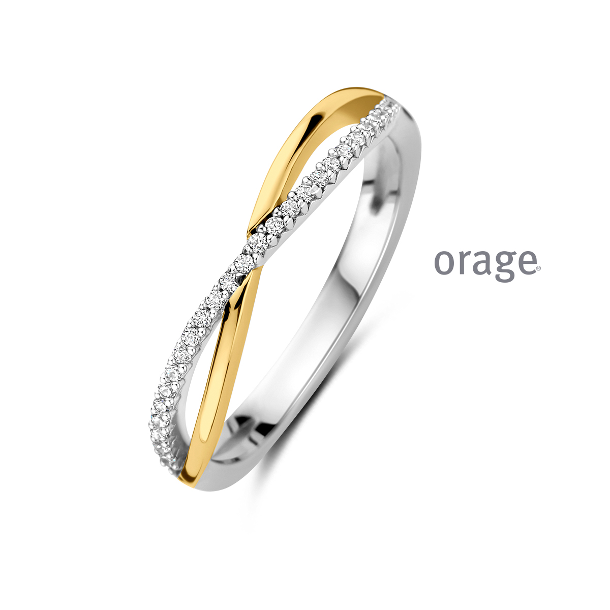 Zilveren bicolor ring met zirkoon