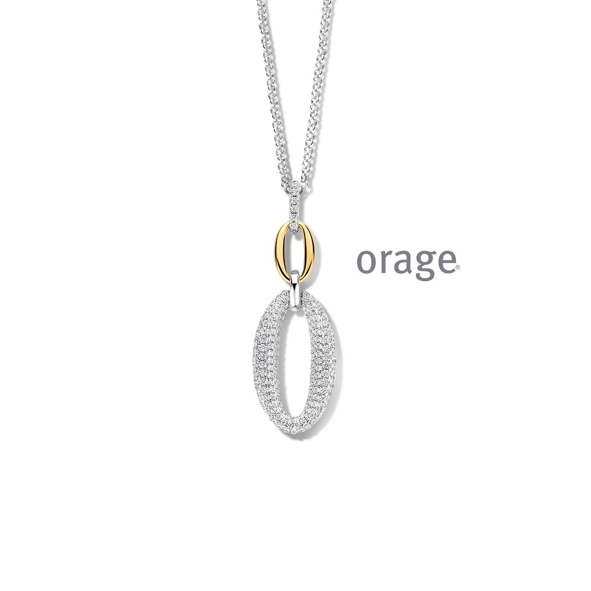 Zilveren ketting met bicolor hanger en zirconium
Verstelbare lengte