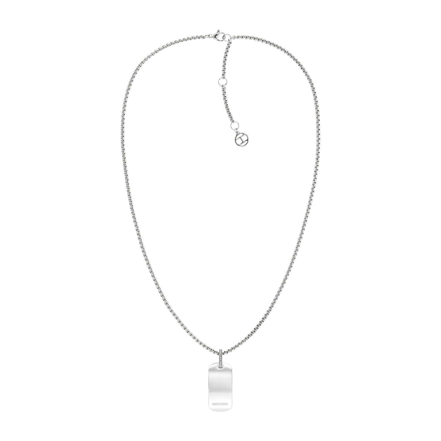 Tommy Hilfiger collier dames Staal 50cm
Deze ketting van Tommy Hilfiger uit de jewelry serie heeft een stoere uitstraling. De venetiaanse schakel ketting heeft een zilverkleurige rechte plaathanger met het Tommy logo erop en het hangoog met kristallen. De ketting heeft meerdere tussenogen voor de lengte en sluit met een karabijnslot. De totale lengte is 50cm. Ook leuk te combineren met andere sieraden van Tommy Hilfiger.
