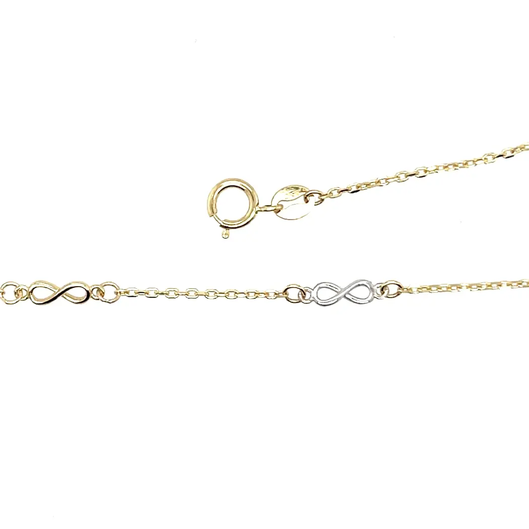 Gouden armband met infinity teken. geel en wit goud