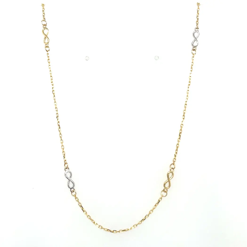 Gouden collier met infinity teken. wit en geel goud 43-45cm