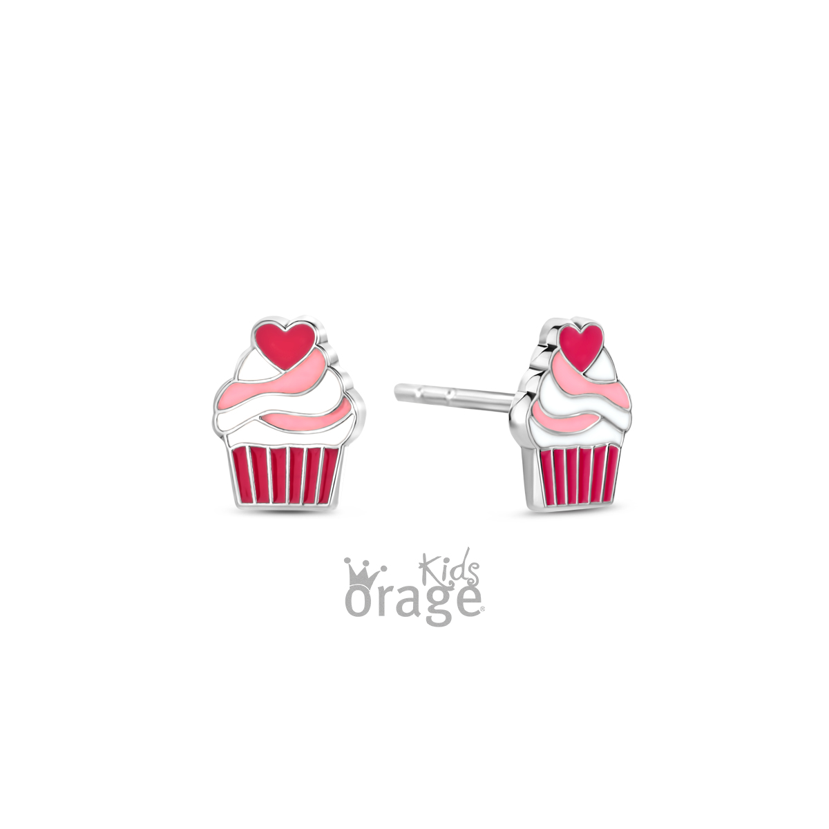 Zilveren oorbellen roze cupcake