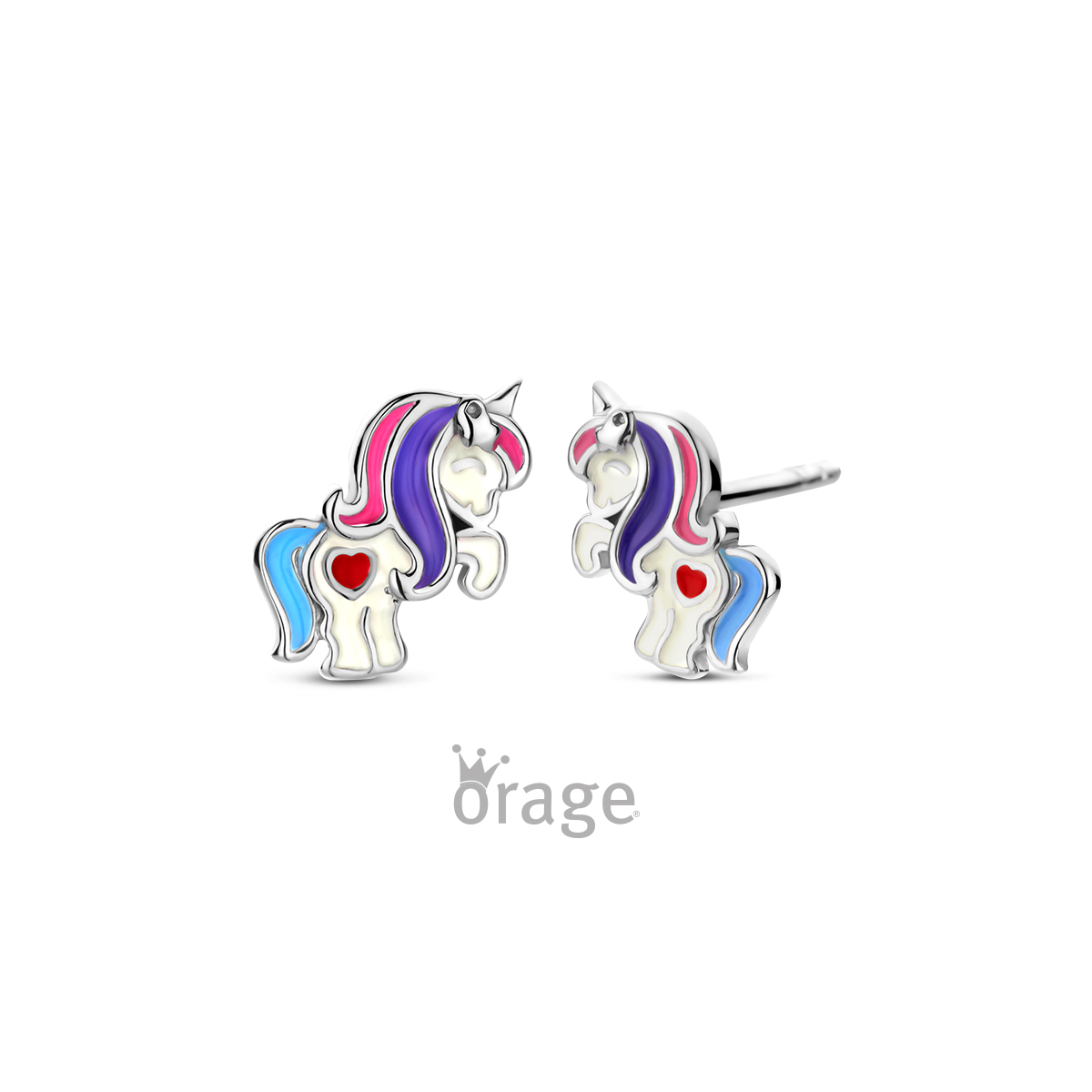 Zilveren oorstekers "unicorn"