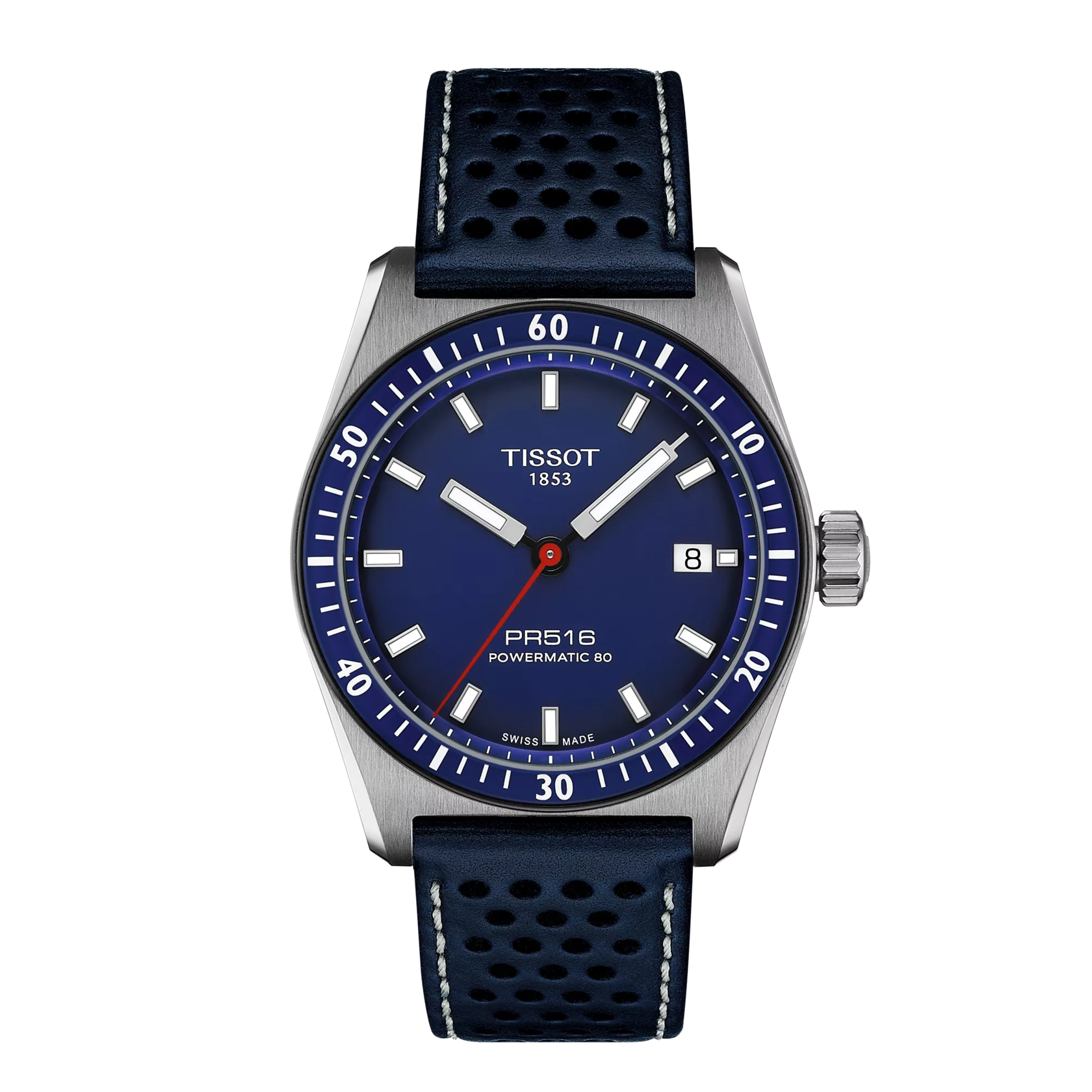 Tissot PR516 Powermatic 80 Blauw/zwart leer | T1494071604100