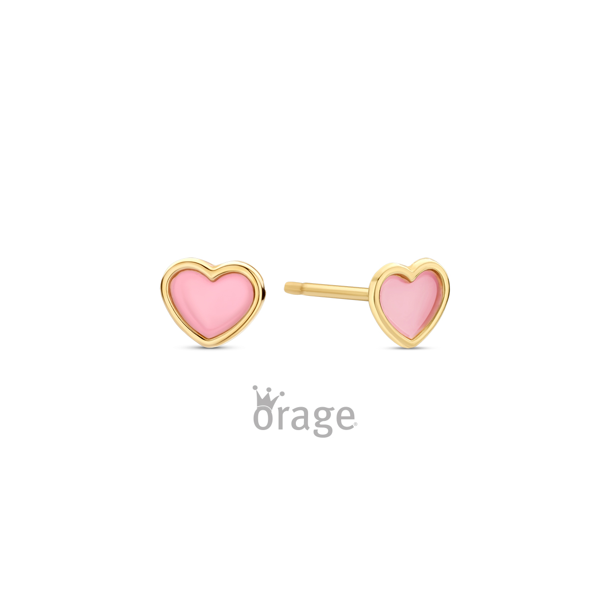 Gouden oorbellen 9 kt "roze hartje"