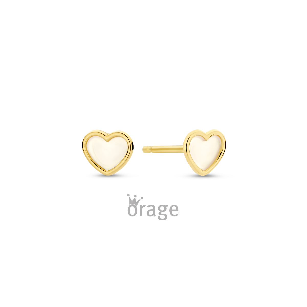 Gouden oorbellen 9 kt "wit hartje"