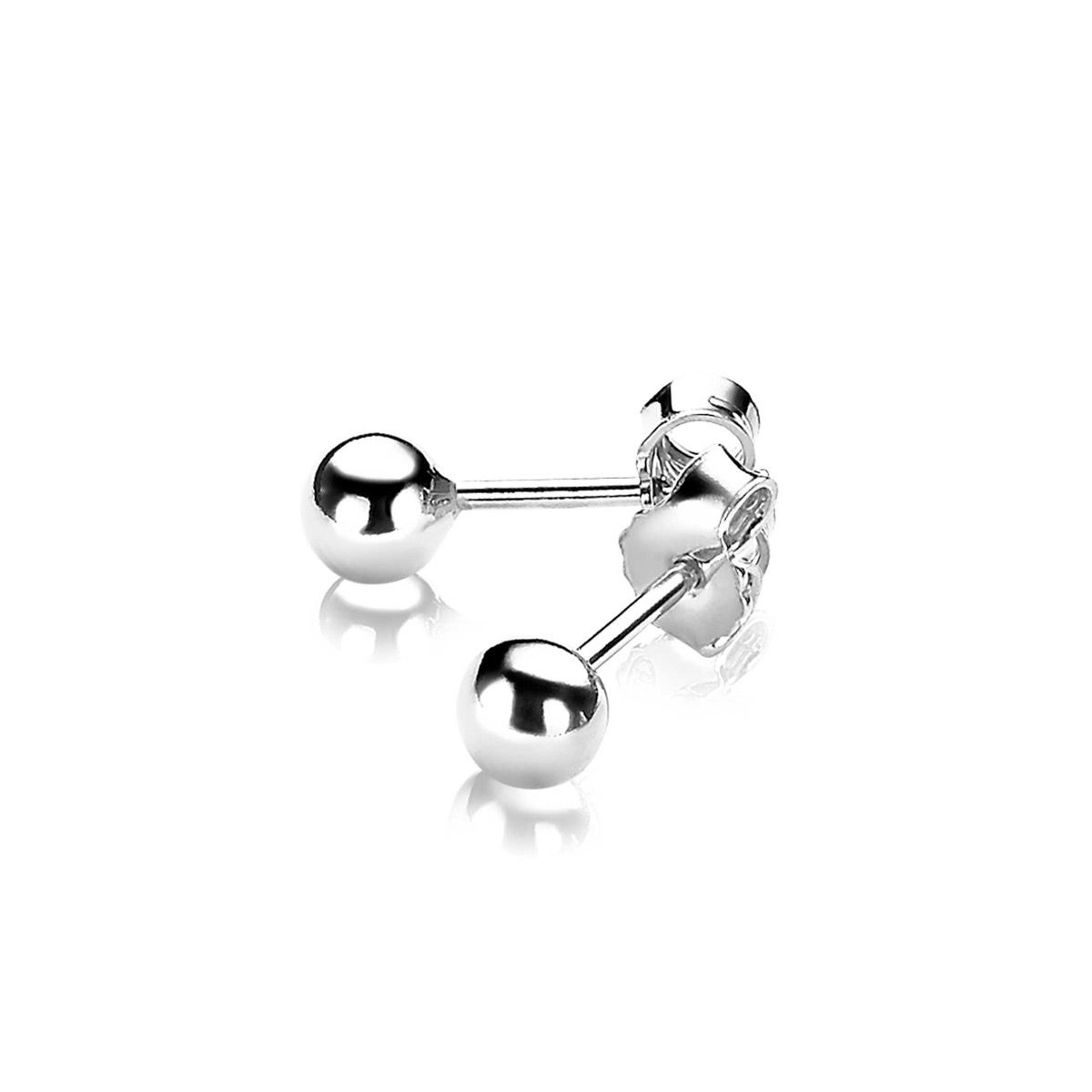 ZINZI zilveren bol oorknoppen. De bolletjes zijn 4mm groot. De oorsieraden zijn vervaardigd van eerste gehalte zilver (925) en voorzien van een extra rodiumlaag voor een langdurige glans