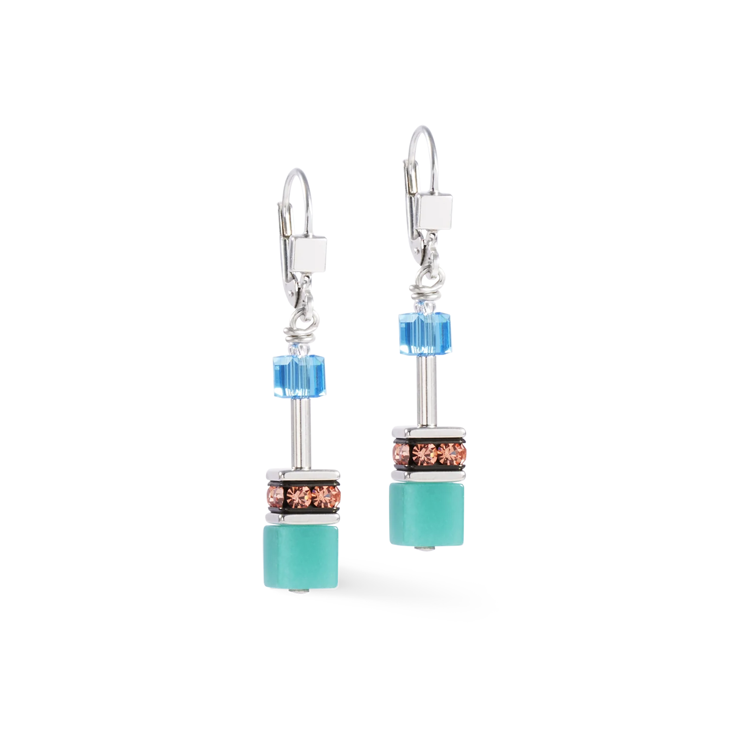 2838/20-1517. Coeur de lion oorhangers. Swarovski met synthetische tijgeroog, 
