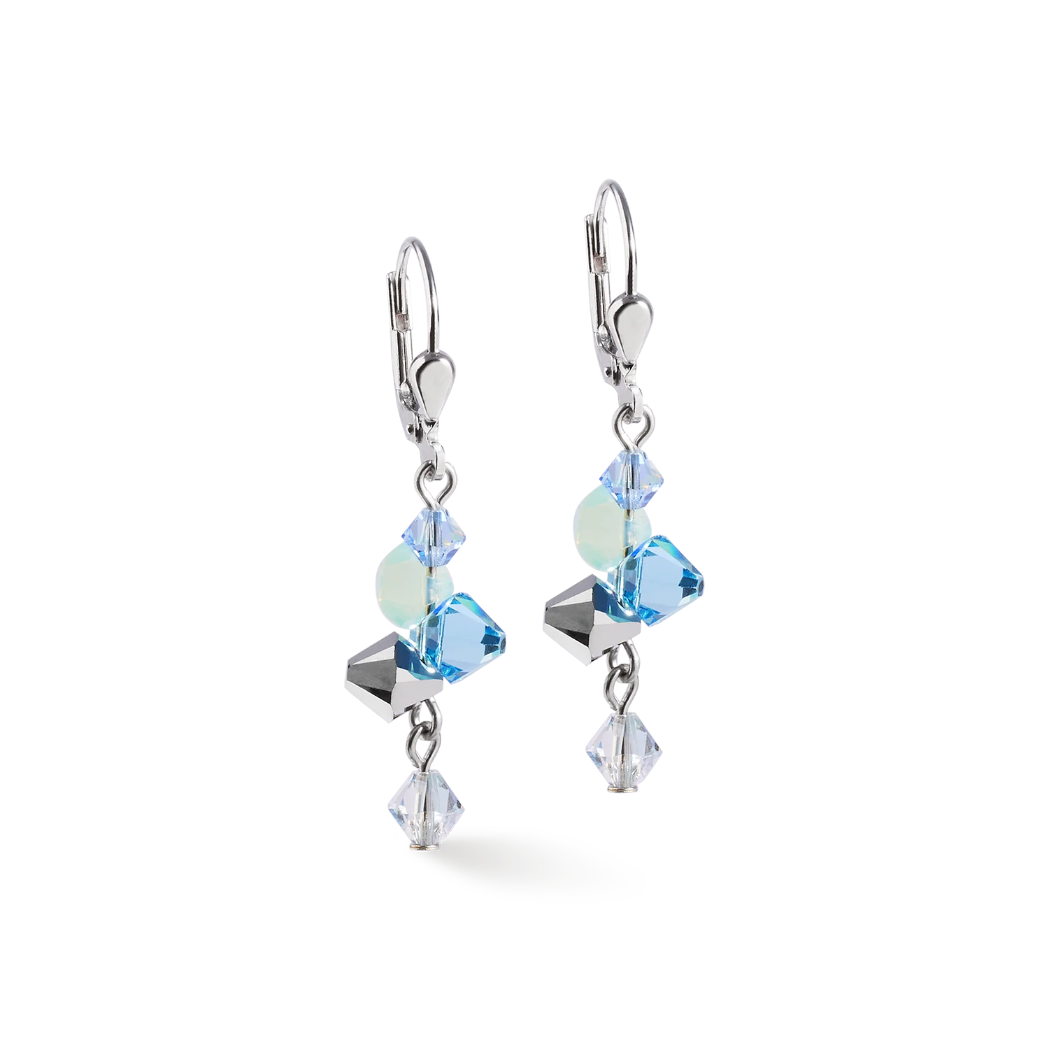 Coeur de Lion oorhangers, Dancing Crystals silver-blue-green