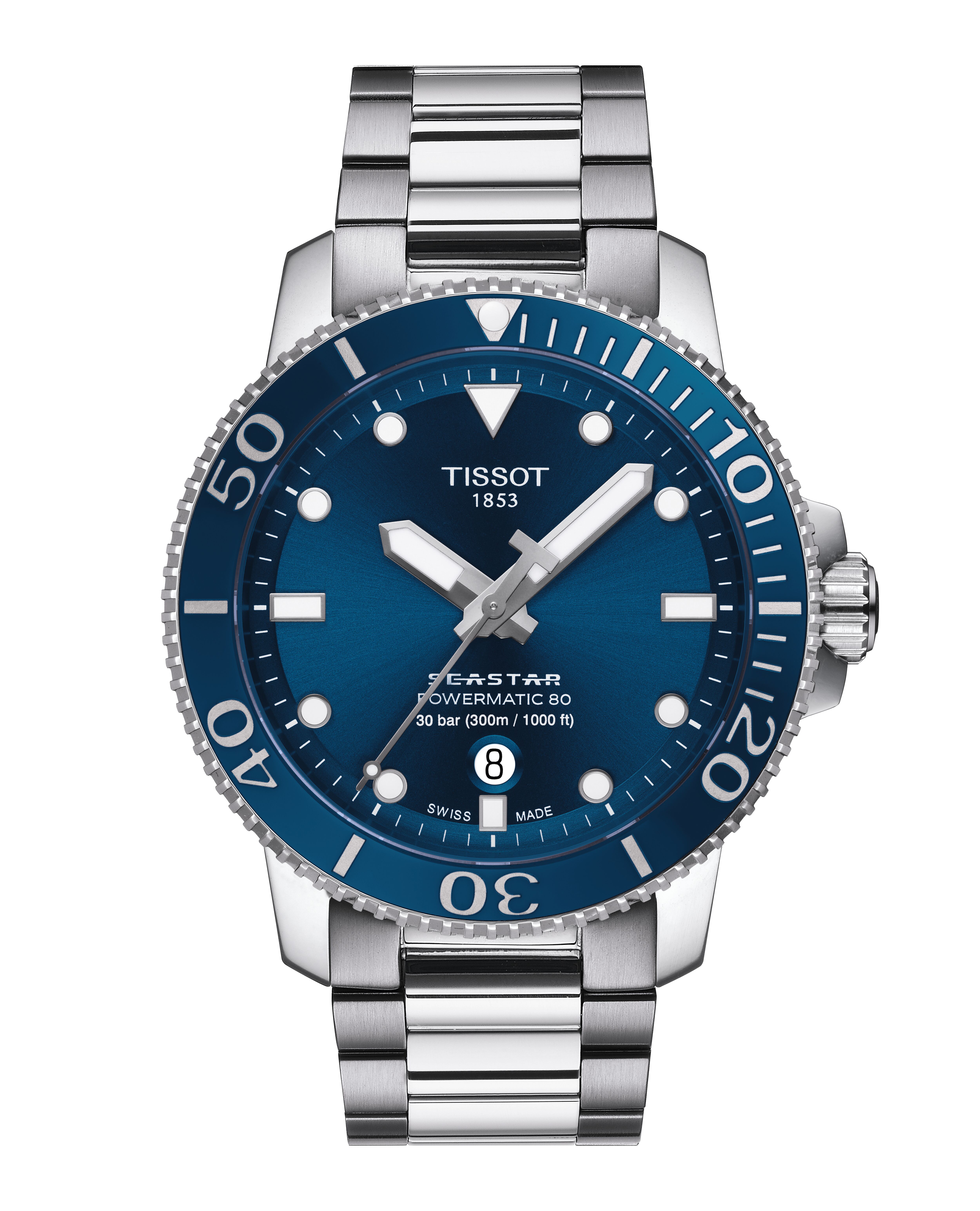 Tissot - Seastar 1000 43mm Automaat Powermatic 80 300m WR Saffierglas - T1204071104103
