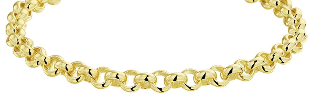 ZilGold 14 karaat gouden collier met 925 zilveren kern. Jassaron 50 cm lang bicolor wit- en geelgoud. Schakel 5 mm breed met karabijnhaak sluiting.