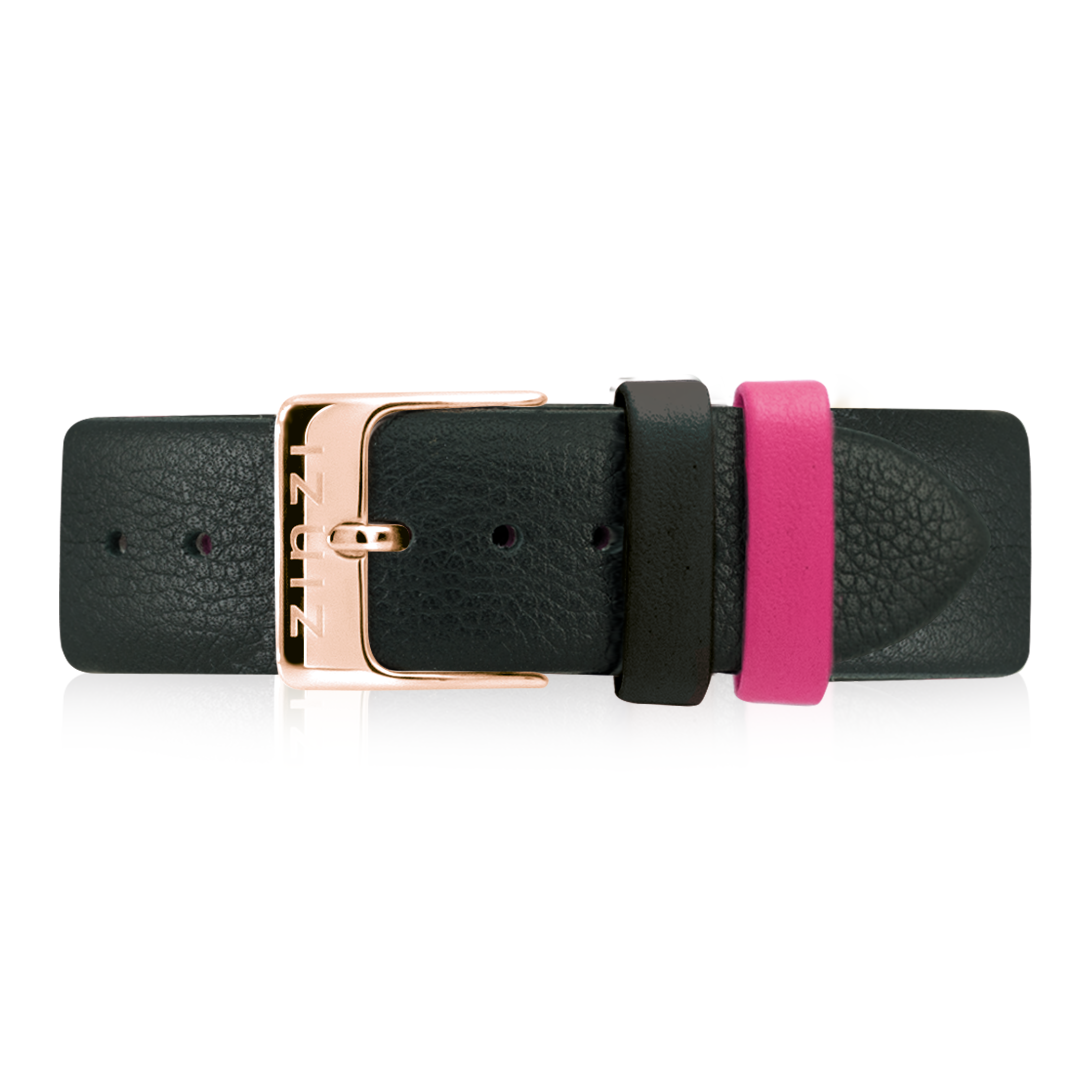 ZINZI Retro leren horlogeband zwart rosegoudkleurige stalen sluiting 18mm RETBAND4