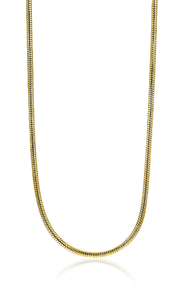 Zinzi zilveren slangen collier verguld 1mm breed 45cm ZISL45G