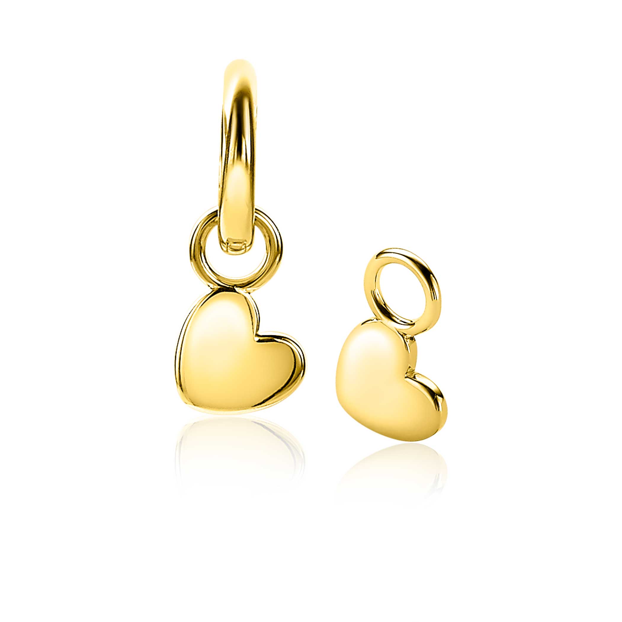 ZINZI zilveren oorbedels 14K geel verguld hartvorm 8mm ZICH1826G