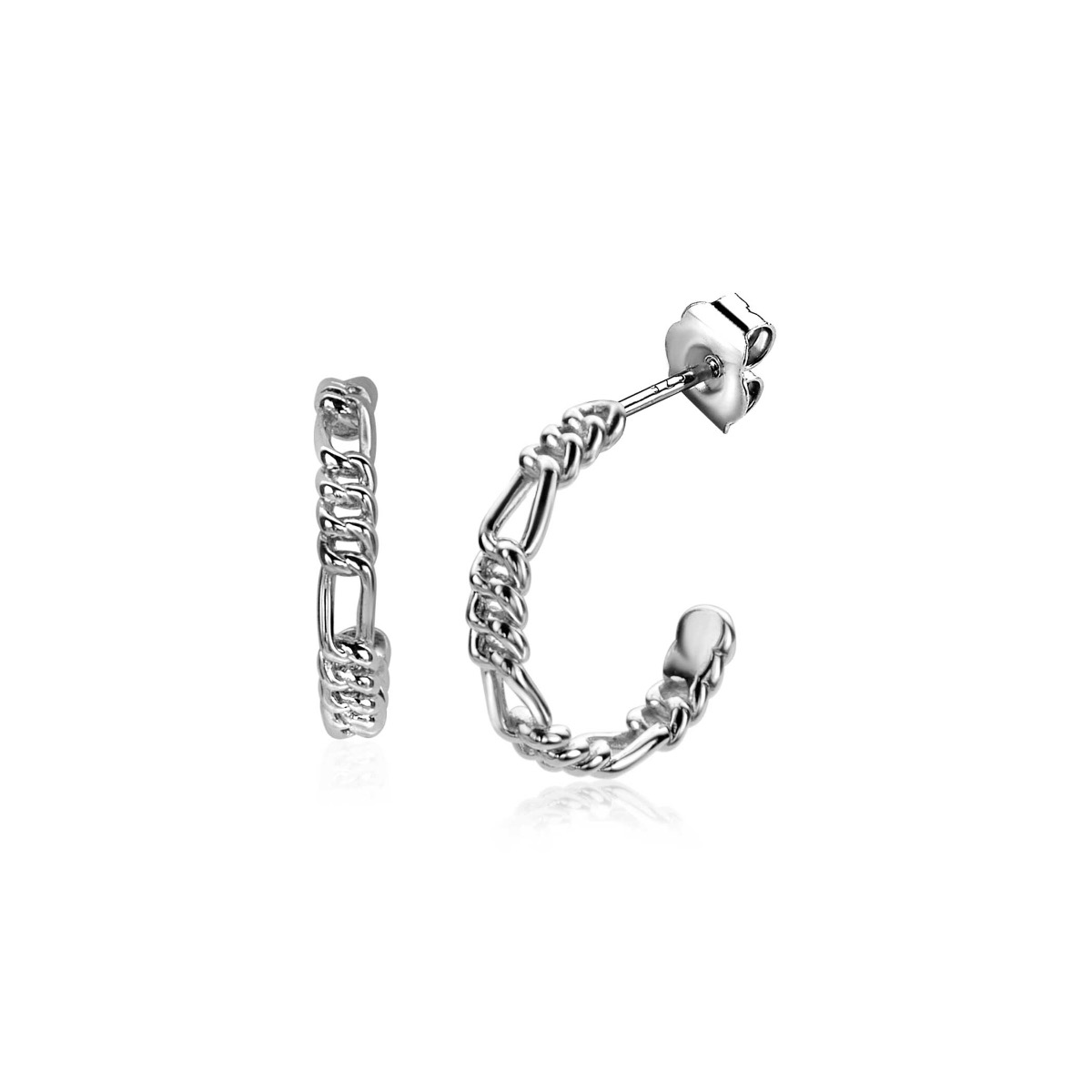 ZINZI zilveren oorsieraden met figaro schakels 17x3mm 