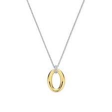 Ti Sento collier met vergulde ovale hanger