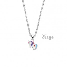 Ketting in zilver met hangertje eenhoorn multicolor van het merk Orage
