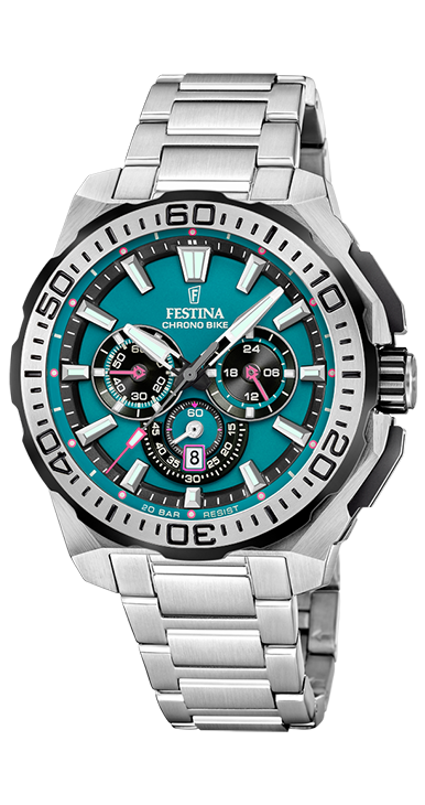 De Festina Horloge Chronobike F20724/6 is een stijlvol polshorloge met een stalen zilverkleurige kast en een turquoise wijzerplaat. Ideaal voor dagelijks gebruik of sportieve evenementen. Draag hem met casual of sportieve outfits voor maximale impact. Voeg dit veelzijdige horloge toe aan je collectie voor een vleugje elegantie en functionaliteit.