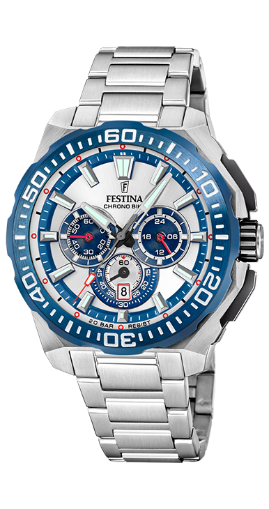 Fantastische Festina Chrono, met een sportieve look.

De Festina Chrono is gemaakt van hoogwaardig edelstaal. Elk uurwerk heeft een sportieve zwarte look door de mooi gedetailleerde wijzerplaten. Alle uurwerken zijn voorzien van een Quartz uurwerk met chronograaf, tachymeter, datumweergave en 24-uurs aanduiding en zijn 10 ATM waterdicht.
