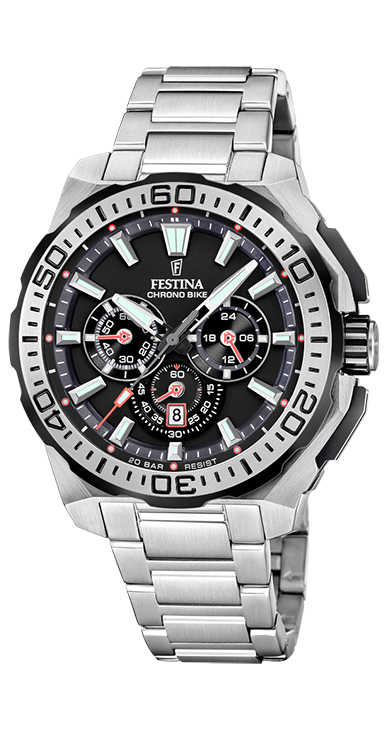 De Festina Horloge Chronobike F20724/7 is een stijlvol polshorloge in zilverkleurig staal met een zwarte wijzerplaat. Ideaal voor elke gelegenheid. Draag het met een nette blouse of een casual outfit voor een verfijnde uitstraling. Perfect voor dagelijks gebruik en past goed bij zowel formele als informele kledingstijlen. Een tijdloos accessoire voor elke moderne man.