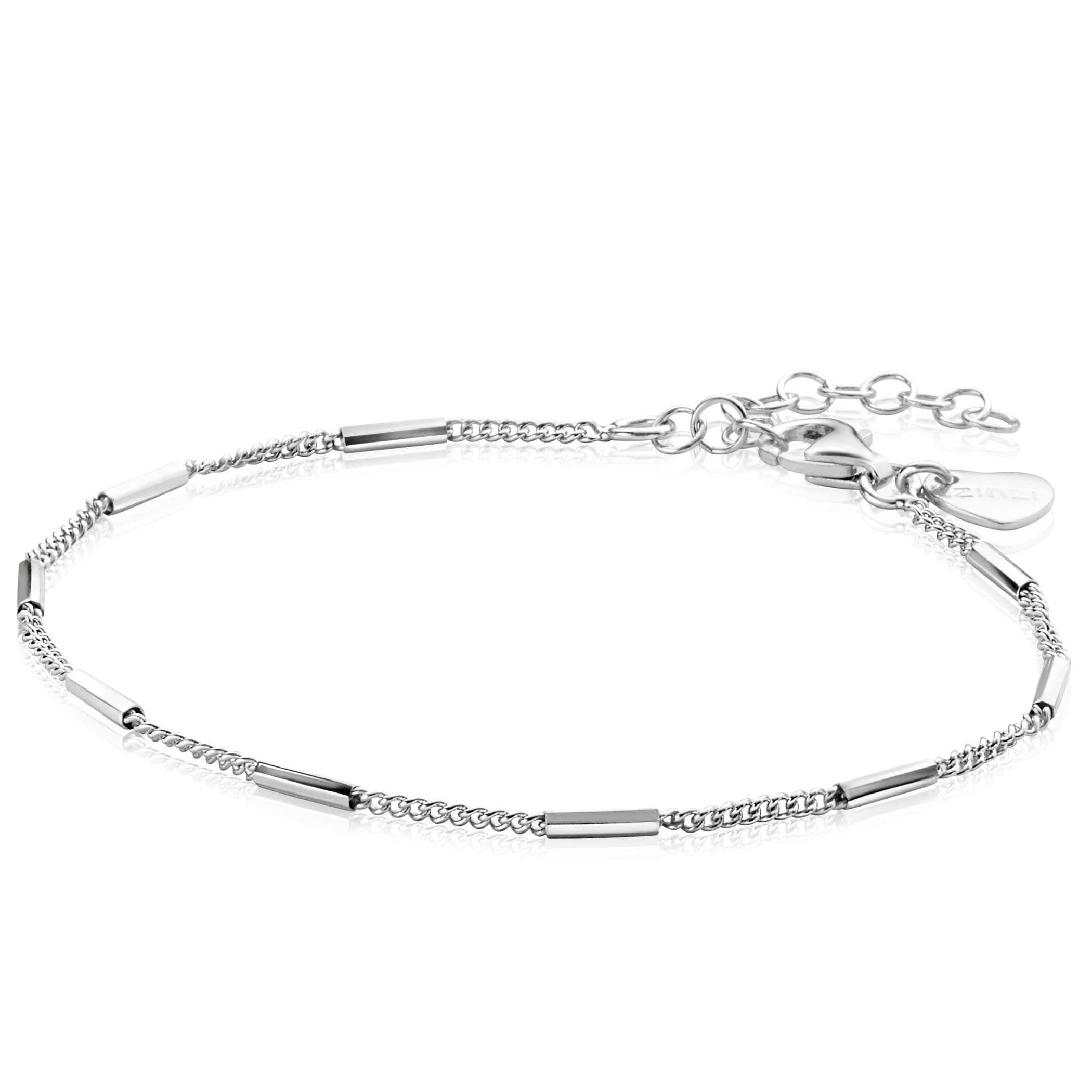 ZINZI gold plated zilveren gourmet armband, gecombineerd met mooie glanzende staafjes (1,6mm breed). Een tijdloos model en ideaal om te combineren met andere armbanden uit de Zinzi collectie. De lengte is te variëren van 16,5 tot 19,5cm. De armband is vervaardigd van eerste gehalte zilver (925) en voorzien van een extra 14K geel vergulding.