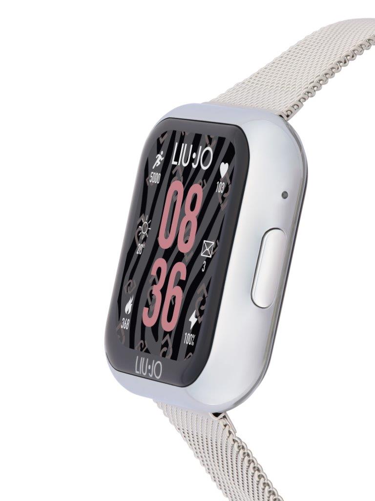 De zilverkleurig Liu Jo Voice Slim SWLJ146 smartwatch combineert stijl en functionaliteit met een behuizing van legering en ABS (35x40 mm) en een volledig aanraakgevoelig 1,50'' scherm. Met een elegante Milanese mesh band is deze IP67 smartwatch uitgerust met spraakoproepen, een stappenteller, hartslagmeting en muziekbediening. Perfect voor dagelijks gebruik en sportieve activiteiten!

Alarm, Bellen via bluetooth, timer, caloriemeter, stappenteller, Menstruatiekalender, Bloeddrukmeting, Zuurstof in bloed meten, Meting van hartactiviteit, Slaapmonitor,

 Music Control, Meldingen, weersvoorspelling, Aanpasbaar wijzerplaatontwerp, Sportmodi, stopwatch, 