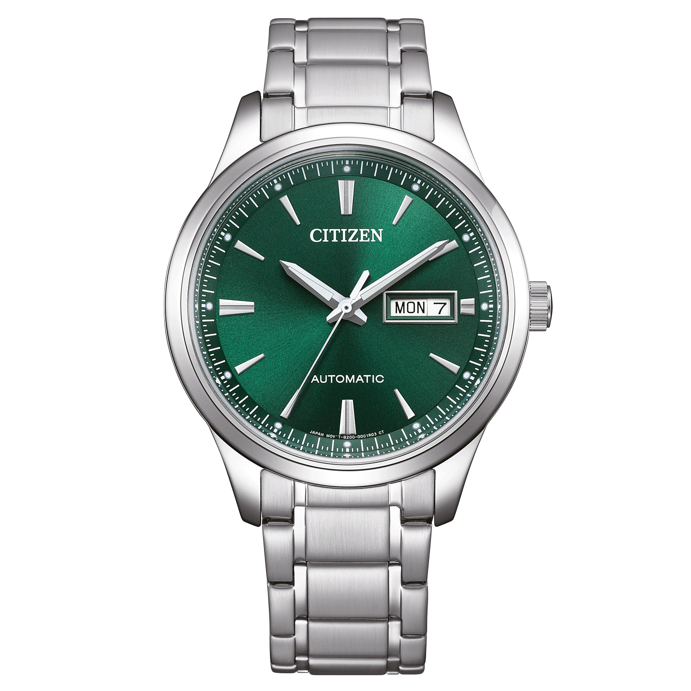 Dit Citizen horloge heeft een automatisch uurwerk.
Referentienummer: NY4058-79XE 

Dit Citizen horloge heeft een automatisch uurwerk met een gangreserve van 42 uur. Het horloge heeft een stalen kast en band en wordt beschermd door een mineraalglas. De groene wijzerplaat is voorzien van een dag- en datum aanduiding.