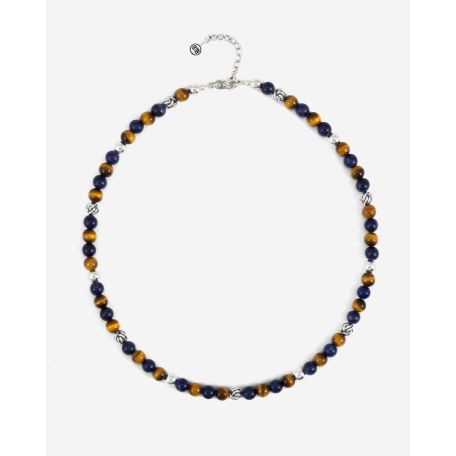 Spirit Bead Mini Necklace Mix Sodalite Tiger Eye Silver
