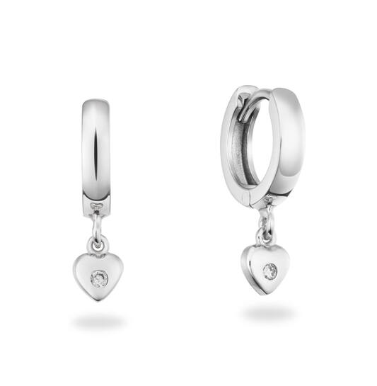 Klapoorring Hart CZ Wit 925RD