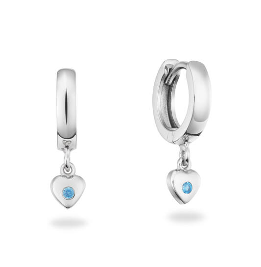 Klapoorring Hart CZ Blauw 925RD