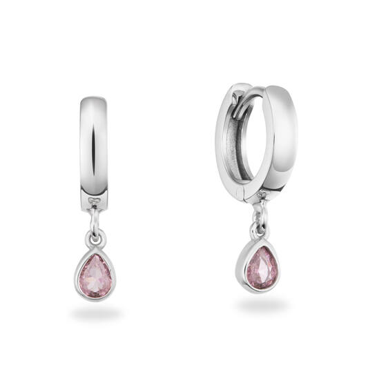 Klapoorring Drop CZ Rose 925RD