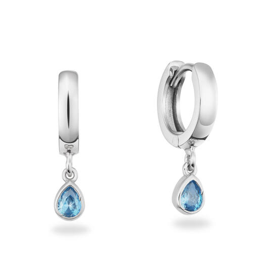Klapoorring Drop CZ Blauw 925RD