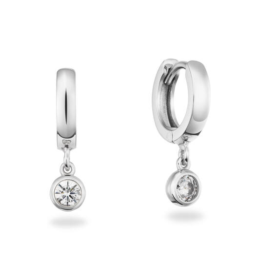 Klapoorring Rond CZ Wit 925RD
