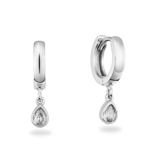 Klapoorring Drop CZ Wit 925RD