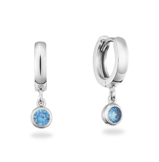 Klapoorring Rond CZ Blauw 925RD