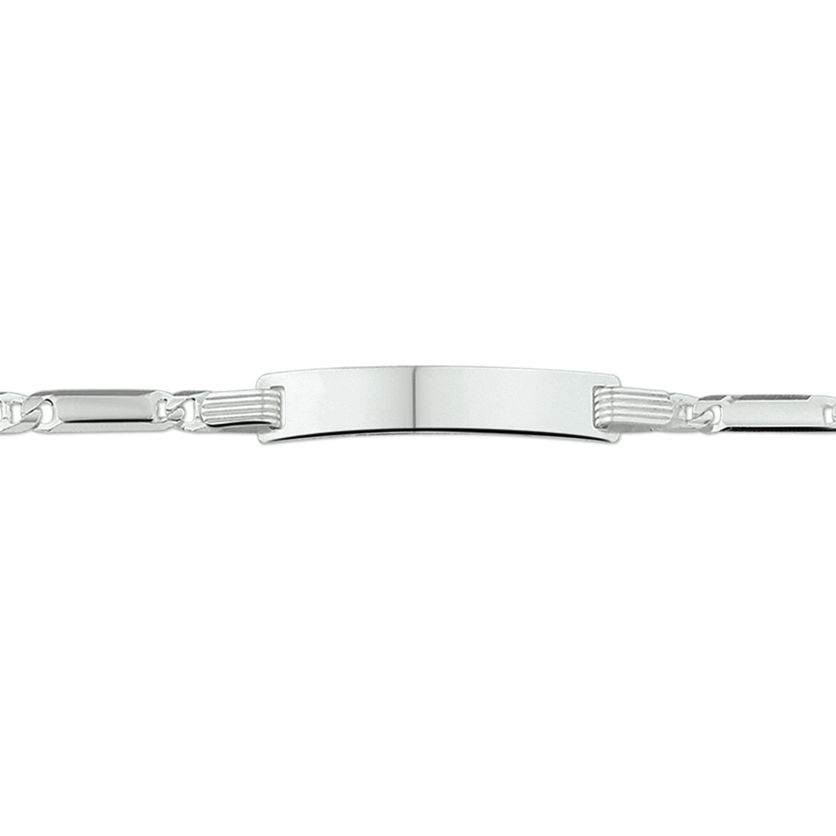 zilveren plaatarmband, anker+plaatjes 16-18cm