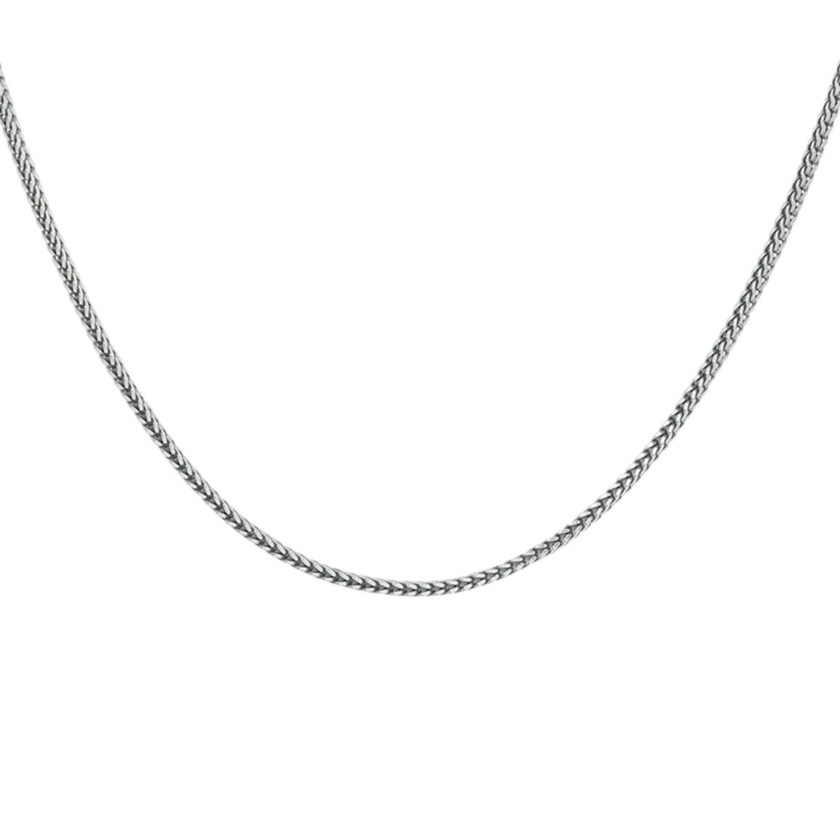 Geoxideerd zilveren collier met een vossestaart schakel en een stevige karabijn sluiting. Het collier heeft een draaglengte van 50cm. De schakelbreedte is 1.6mm.