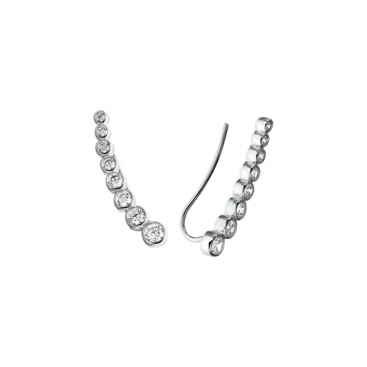zilveren oorschuiven, rondjes+ zirconias 