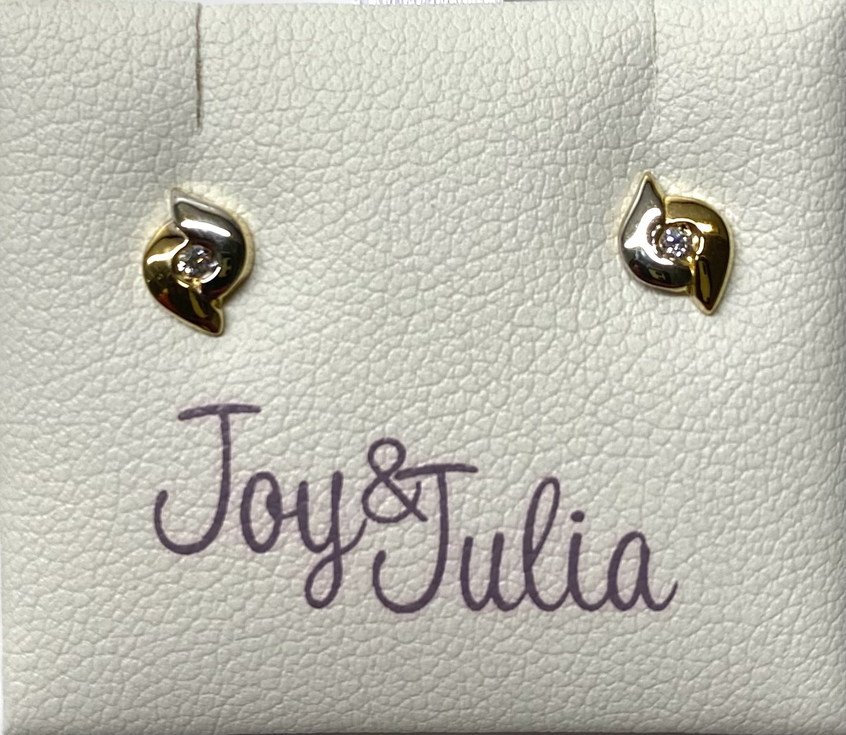 Joy & Julia 14krt geel en wit gouden oorknopjes met zirkonia