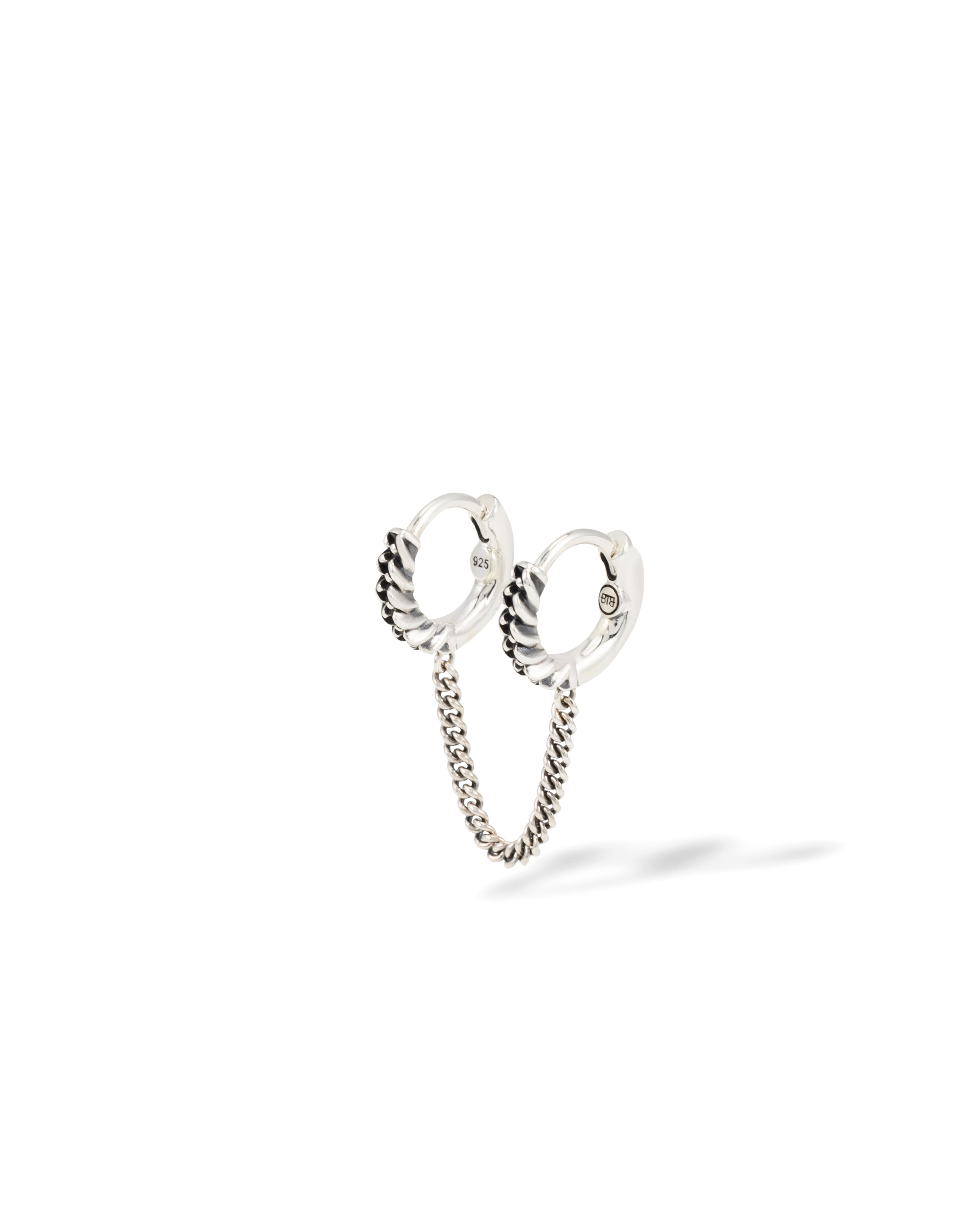 Buddha to Buddha - Nathalie Hoops Double Linked Zilver Single Piece, Let op! Geen paar! 12x2mm - 002J034070100