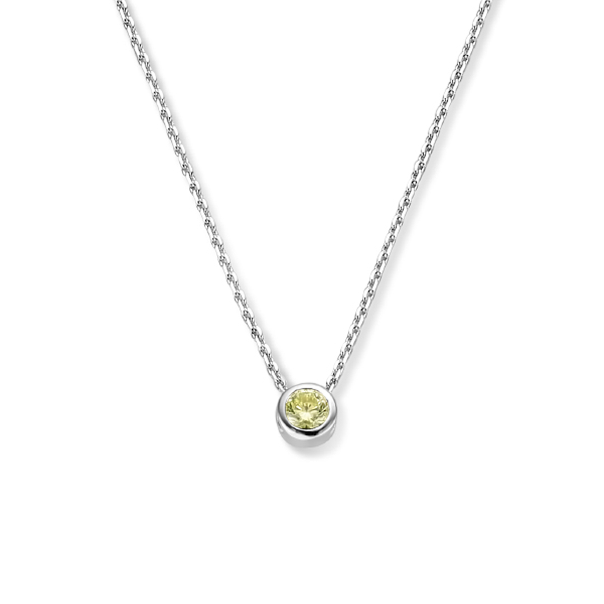 Gerhodineerd 925 zilveren collier uitgevoerd met schitterende zirkonia en een karabijn sluiting. Het collier heeft een draaglengte van 41cm met 4cm extensie. De schakelbreedte is 1.1mm.