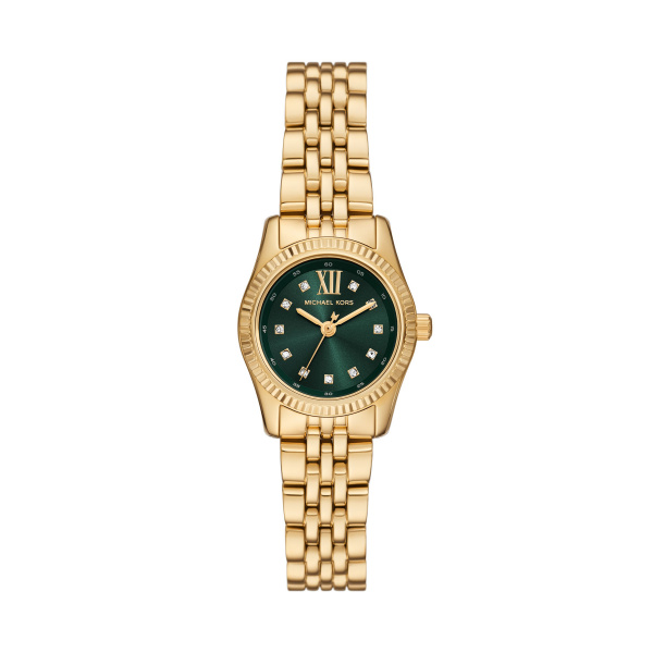 Het horloge beschikt over een quartz uurwerk. Deze prachtige wijzerplaat is groen en is afgedekt met kwalitatief mineraalglas. De horlogekast is gemaakt van rvs en heeft een diameter van 26 mm. De kleur van deze horlogeband is goud en heeft een breedte van 14 mm. De horlogeband is gemaakt van rvs. Een prachtig tijdloos horloge!