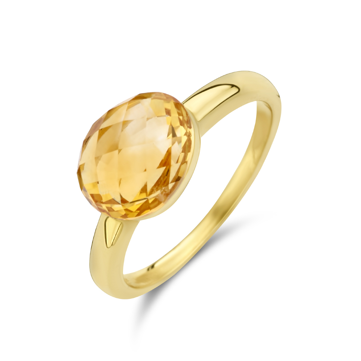 14k Geelgouden ring uitgevoerd met een schitterende citrien.