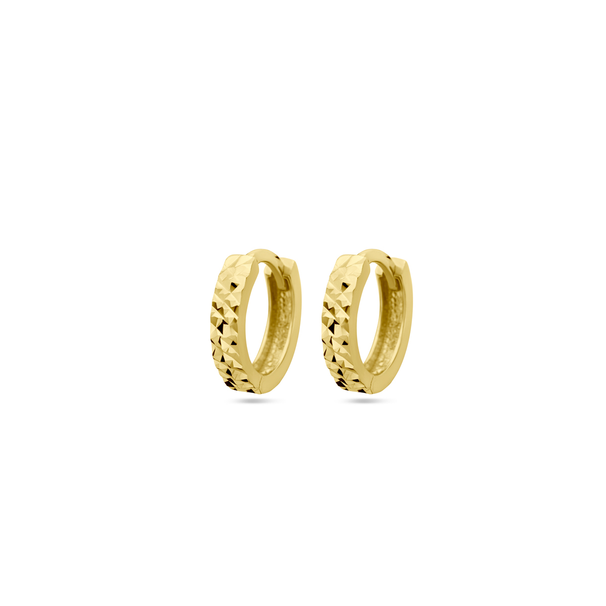 14k Geelgouden klapoorringen met een diameter van 12.5mm.