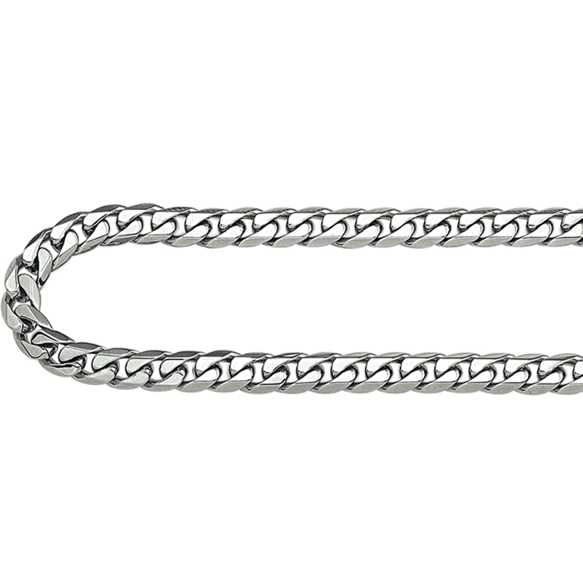 De collier is gemaakt van staal en is zilverkleurig. Het is een sieraad voor heren.