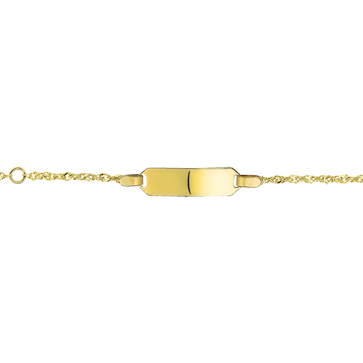 9K graveerarmband met een poli afwerking. De graveerplaat heeft een dikte van 0.6mm.