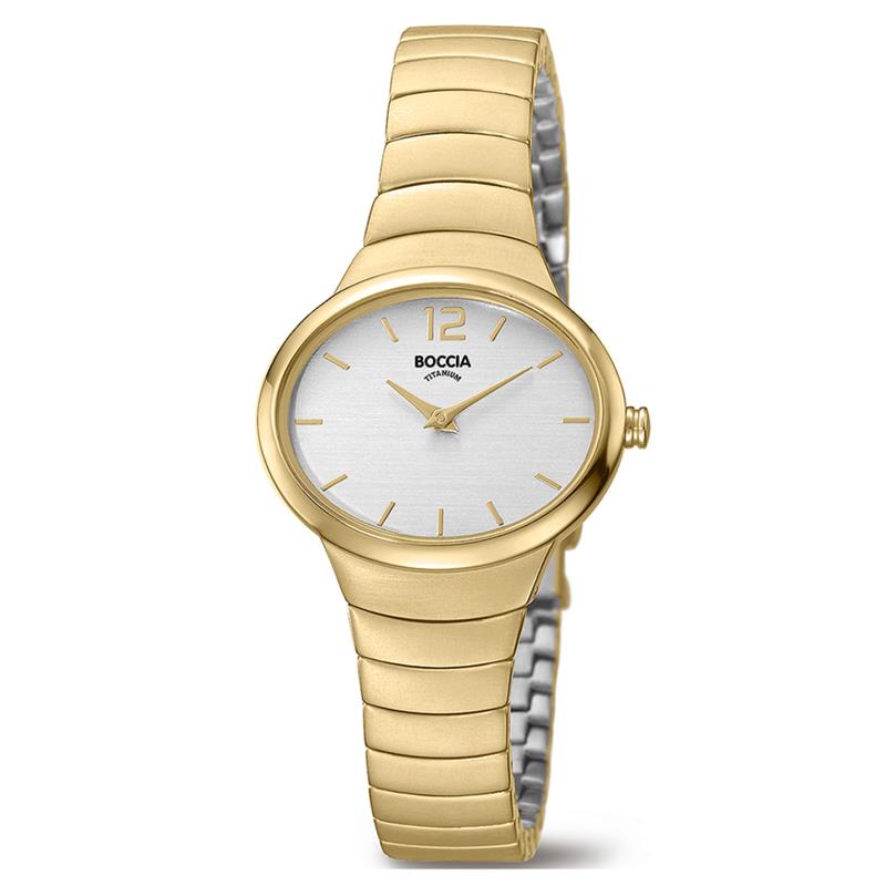 Boccia Titanium 3280-02
Dit dameshorloge van Boccia Titanium heeft een nette uitstraling. De goudkleurige titanium horlogekast zorgt voor een stijlvolle look en de witte wijzerplaat maakt het horloge chique. Het horloge heeft een ovale kast met een diameter van 30mm, een mineraalglas en is 3ATM. Combineer dit prachtige exemplaar met de andere sieraden van Boccia Titanium voor een complete look. Aan de titanium kast zit een goudkleurige schakelband.

HET MERK
Boccia Titanium is het titanium merk van Nederland, dat zijn oorsprong in Duitsland vindt en is opgericht in het jaar 1992. Ontwikkeld door internationale ontwerpers. Alle titanium componenten van de BOCCIA TITANIUM collectie zijn gemaakt van 99,7% puur titanium; het bijzondere materiaal. Het is licht in gewicht, neemt de temperatuur van de huid aan en is zeer huidvriendelijk. Bovendien is het corrosie- en temperatuurbestendig.

SPECIFICATIES
- Mineraalglas
- Ovale titanium horlogekast, Ø 30mm
- Goudkleurige schakelband
- Witte wijzerplaat
- 3ATM (Regen- & spatwaterdicht)